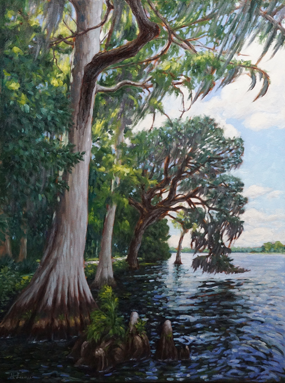 painting of Lake Maitland in Orange County, FL, by artist Nathan Leemis